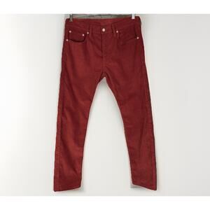 Levis 512 Men Corduroy Pant 33x30 (Fit 34x29) Tapered Slim Fit Brown Red Stretch